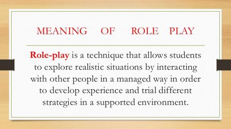 a in play meaning role